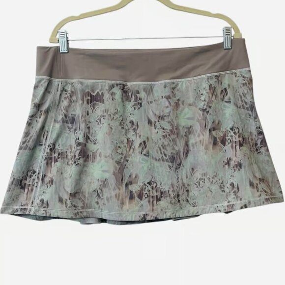 Lululemon Pace Rival Mid-Rise Skirt in Plisse Bloom Multi / Mauve Grey sz 14 - Picture 7 of 11